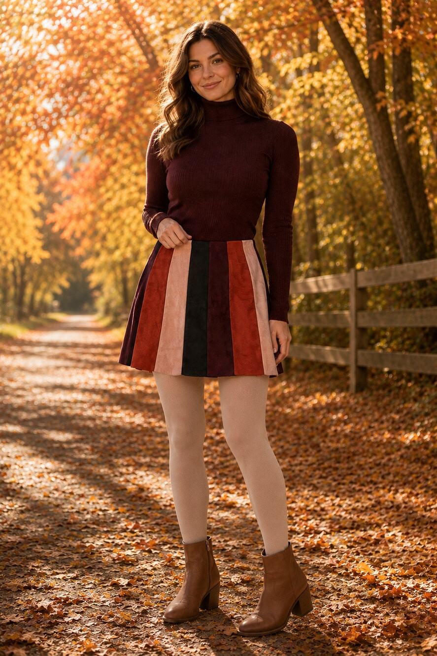 Forever 21 Faux Suede Colorblock A-Line Mini Skirt Women's Small